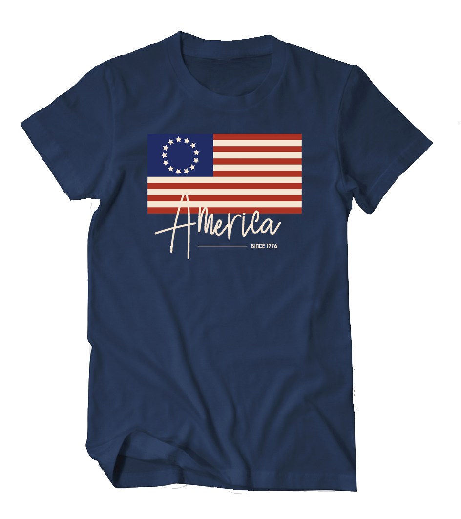 Betsy Ross American Flag Since 1776 Tee - NAVY