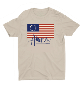 Betsy Ross American Flag Since 1776 Tee - SILVER