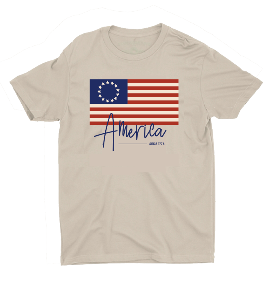 Betsy Ross American Flag Since 1776 Tee - SILVER